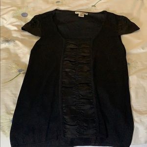 Rayon &silk black short sleeve sweater top